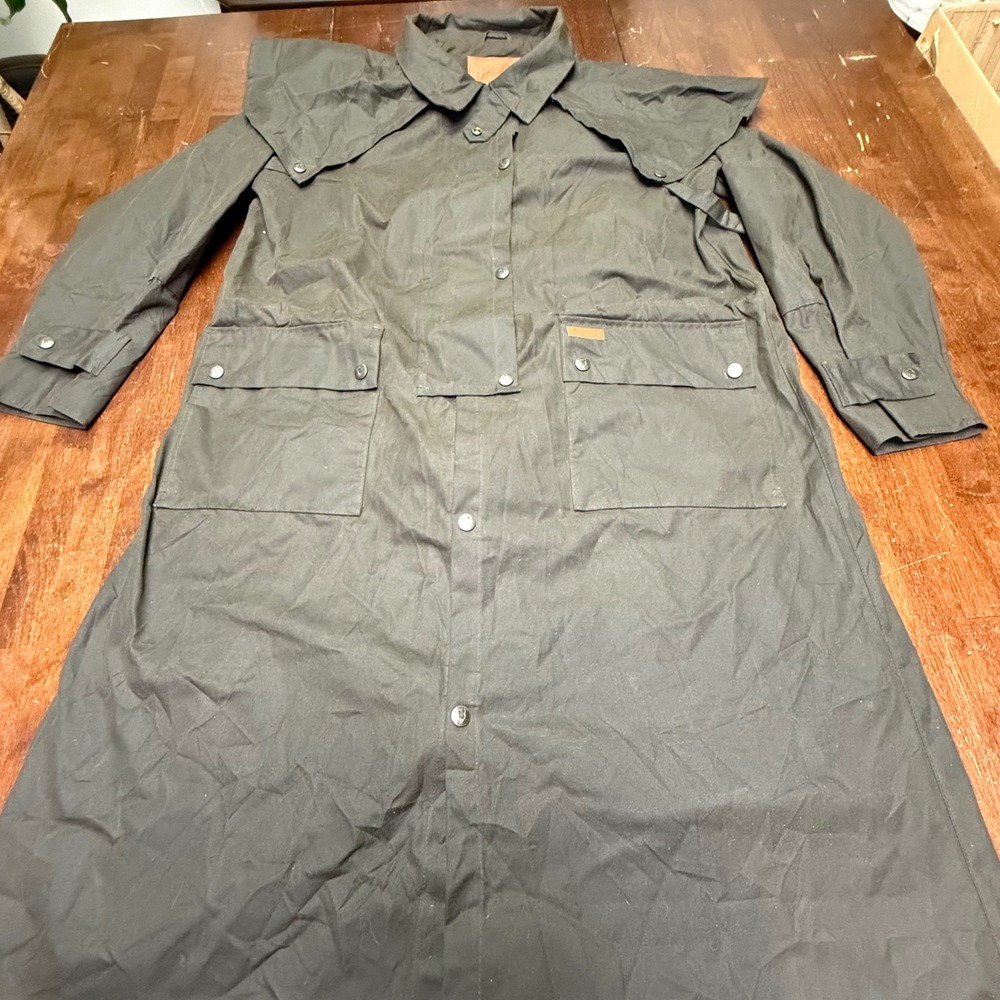 Outback Trading Co Low Rider Duster L Dark Brown Oilskin Waterproof Waxed Coat
